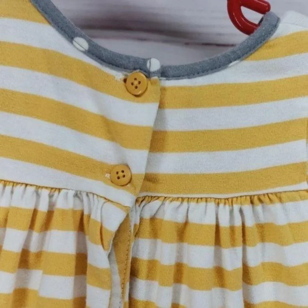 Good Lad Baby Girl Yellow & White Stripe Grey‎ Elephant Shirt Size 12 months
